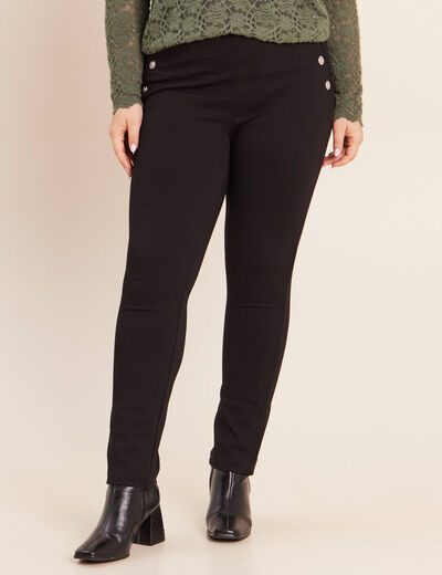 Legging 7/8&egrave;me taille bascul&eacute;e en maille noir femme