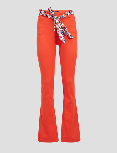 Jean bootcut orange femme