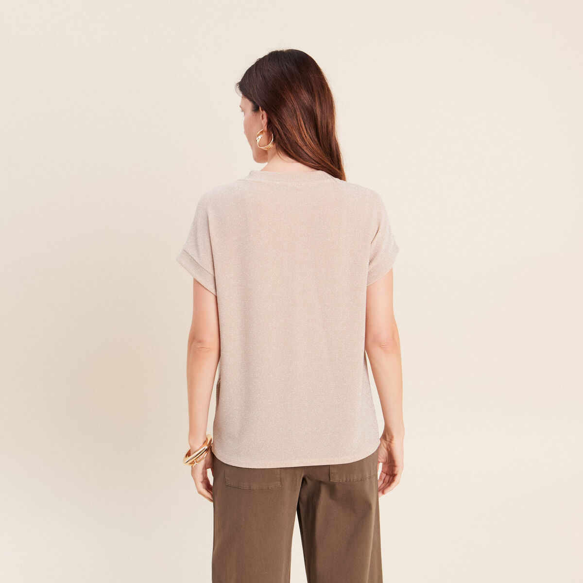 T-shirt manches courtes couleur or femme