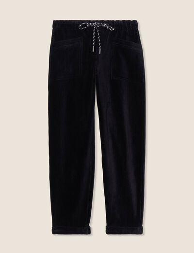 Pantalon coupe mom en velours noir femme