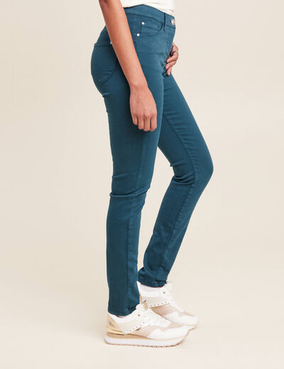 Jean magique ajusté taille standard bleu canard femme