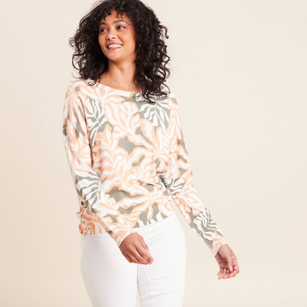 Pull manches longues vert femme