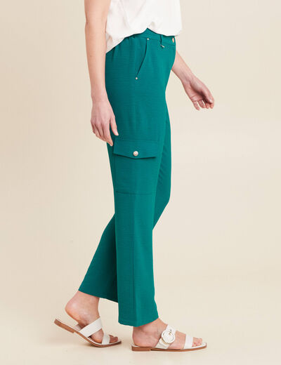 Pantalon flou cargo 7/8ème vert femme
