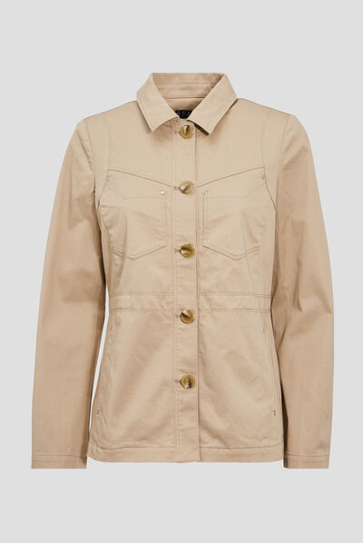 Veste droite avec broderie sable femme