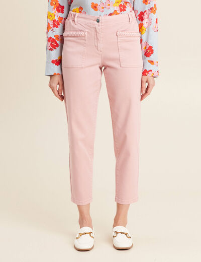 Jean carotte 7/8ème rose pastel femme