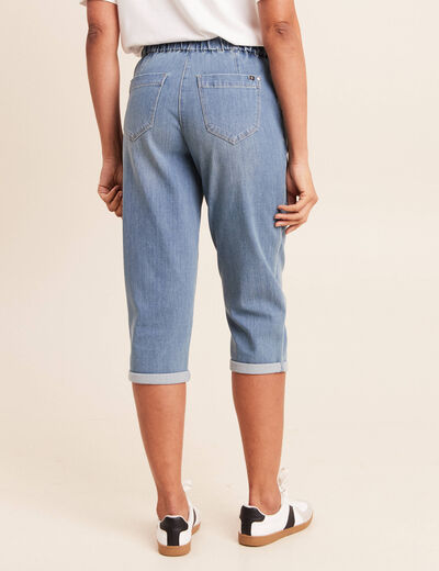 Pantacourt coupe mom denim double stone femme