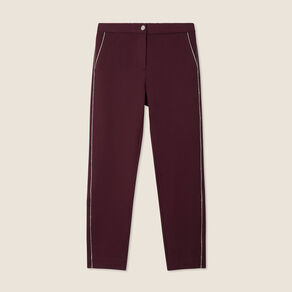 Pantalon chino ajusté 7/8ème bordeaux femme
