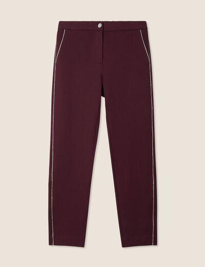 Pantalon chino ajusté 7/8ème bordeaux femme