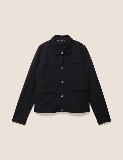 Veste courte droite manches longues noir femme