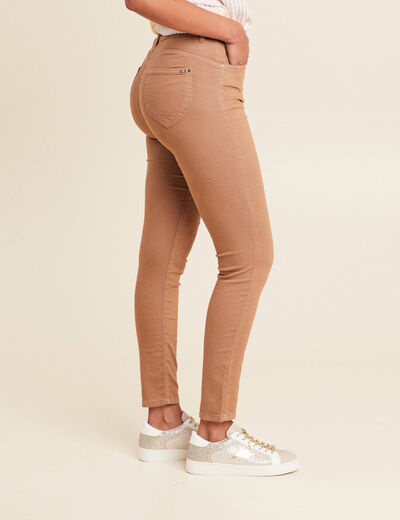Pantalon léger taille haute 7/8ème marron femme