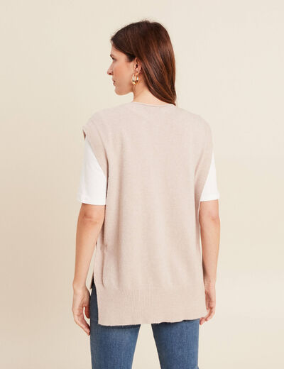 Pull sans manches creme femme