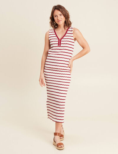 Jupe droite longue beige femme