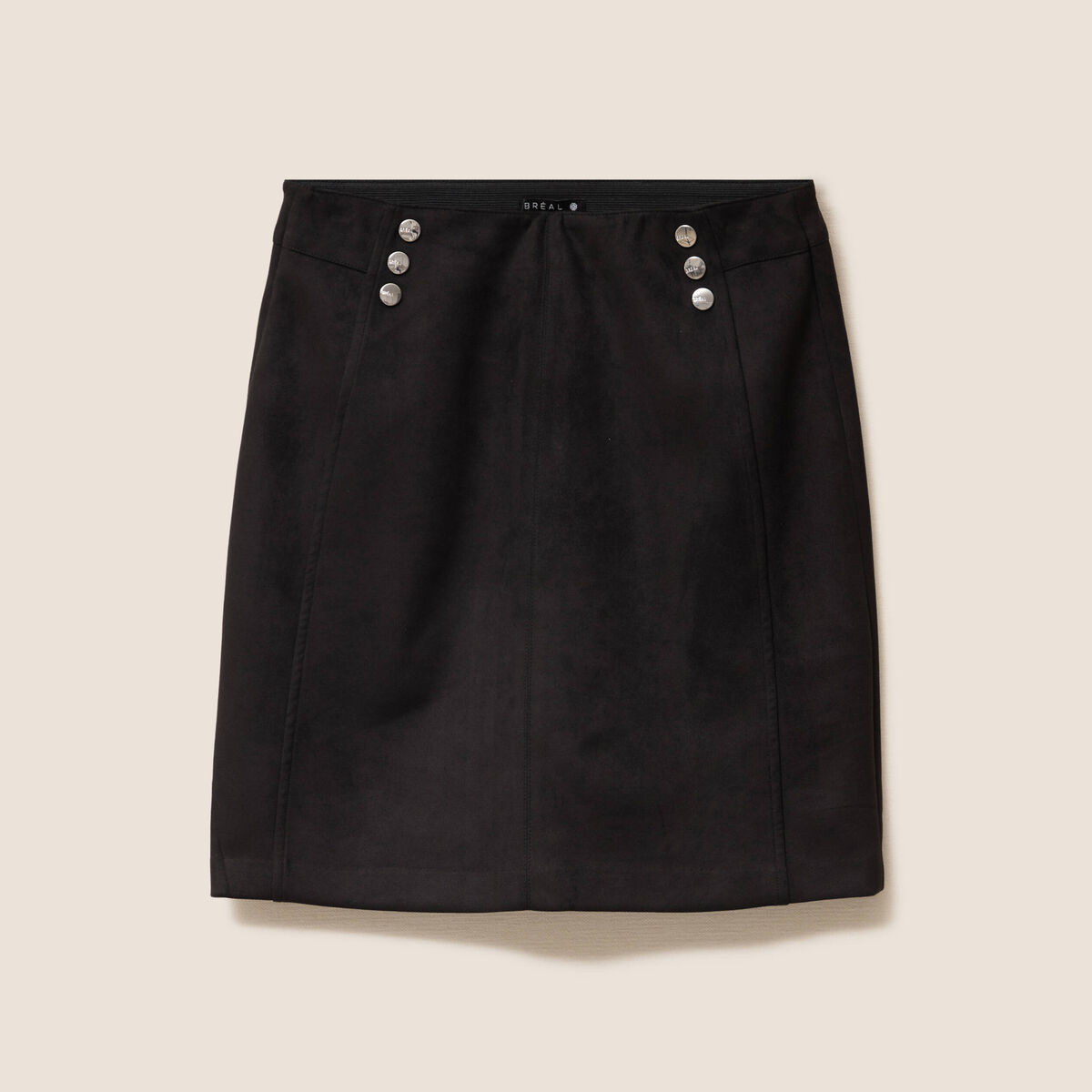 Jupe droite su&eacute;dine noir femme