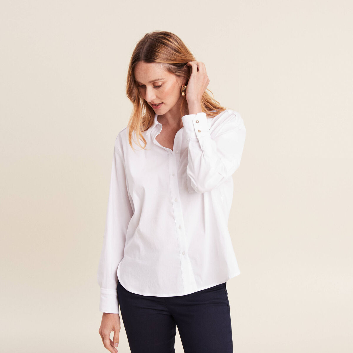 Chemise manches longues ecru femme