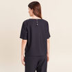 T-shirt droit col rond manches courtes bleu femme