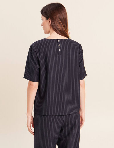 T-shirt droit col rond manches courtes bleu femme