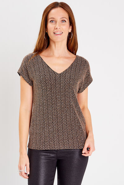 T-shirt manches courtes couleur or femme