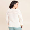 Pull col tunisien manches 3/4 ecru femme