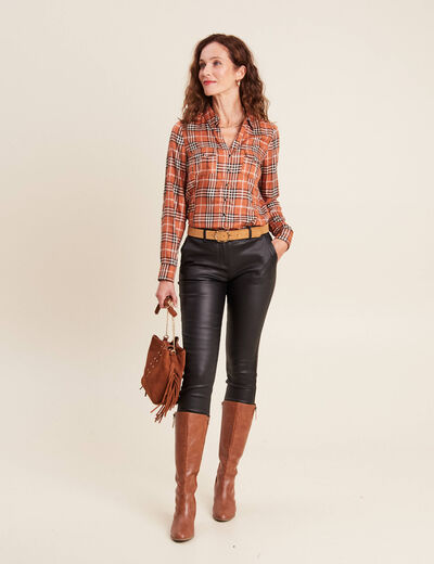 Chemise manches longues orange femme