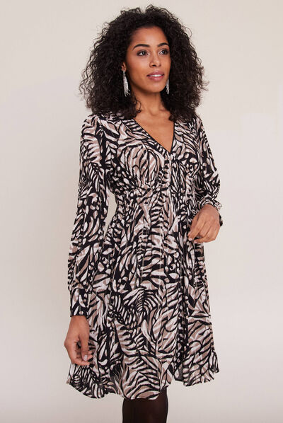Robe évasée fluide marron clair femme