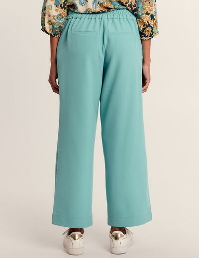 Pantalon flou 7/8ème bleu canard femme
