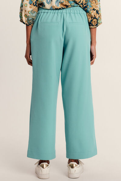 Pantalon flou 7/8ème bleu canard femme