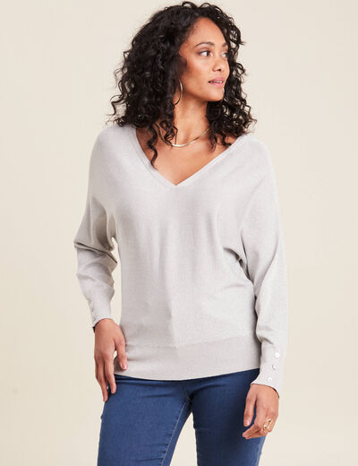 Pull manches longues couleur argent femme