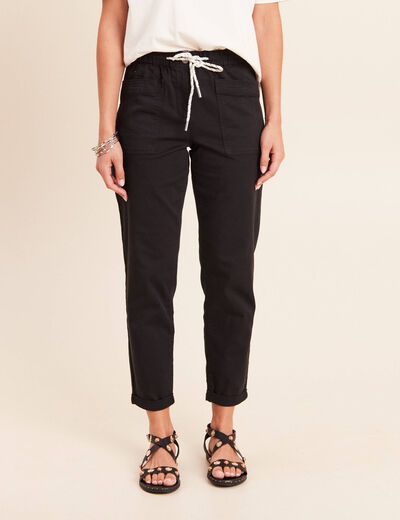 Pantalon coupe mom 7/8&egrave;me noir femme
