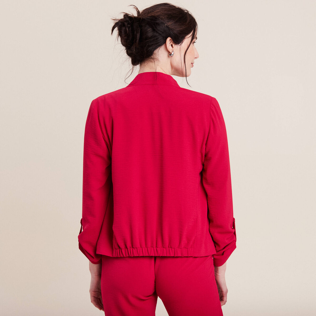 Veste droite fluide rose cerise femme