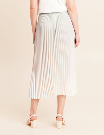 Jupe midi patineuse pliss&eacute;e vert clair femme
