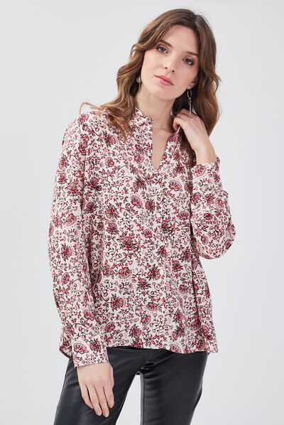Chemise manches longues ecru femme