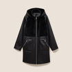 Manteau fausse fourrure capuche amovible noir femme