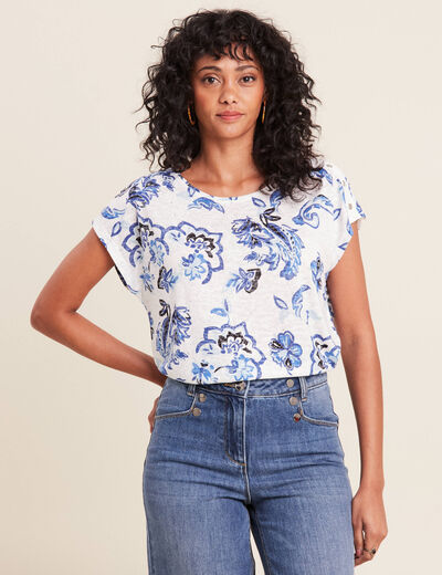 T-shirt manches courtes ecru femme
