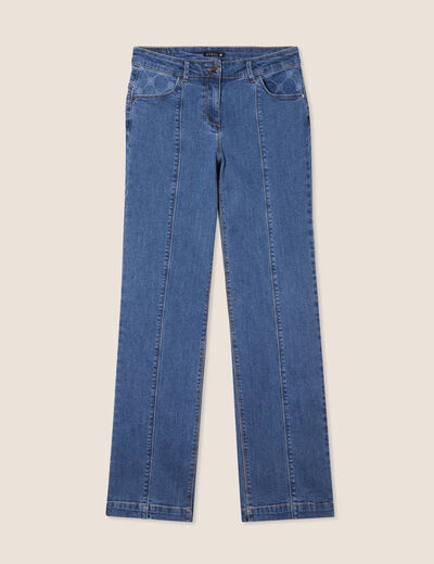 Jean droit taille basculée denim stone femme