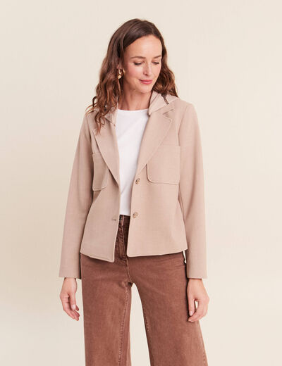 veste cintr&eacute;e doubl&eacute;e avec capuche beige femme