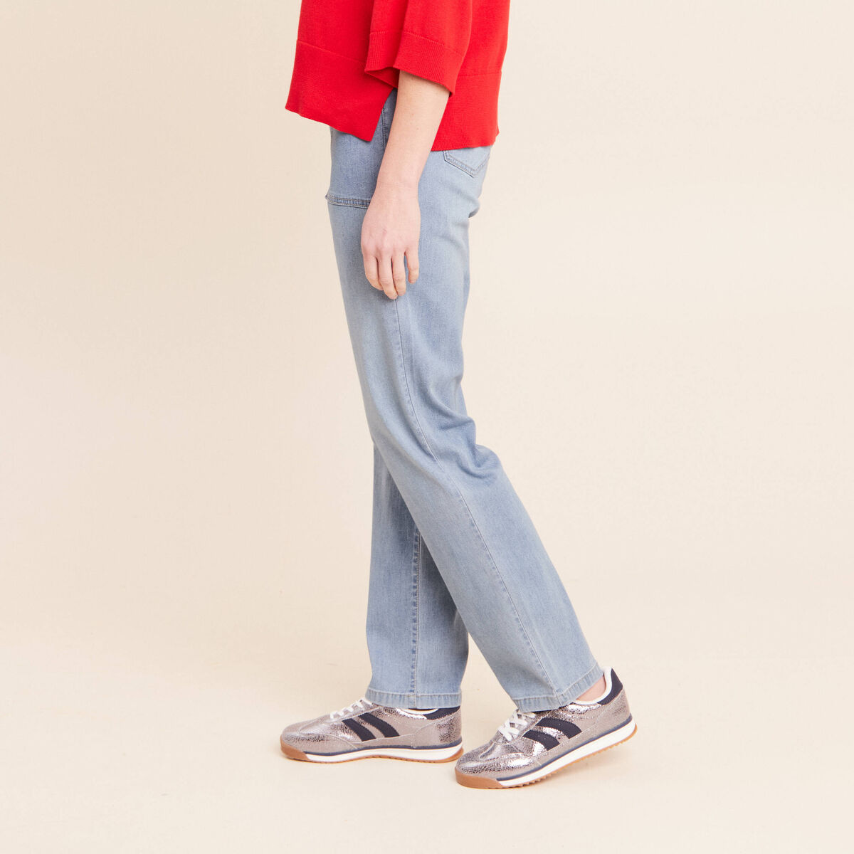 Jean coupe mom taille haute denim double stone femme