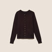 Gilet manches longues col rond marron fonc&eacute; femme