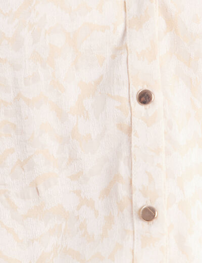 Chemise ample jacquard col v manches 3/4 blanc femme