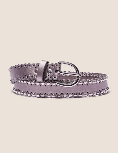 Ceinture métallisée avec clous couleur argent femme