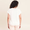 T-shirt col rond manches courtes brod&eacute; ecru femme