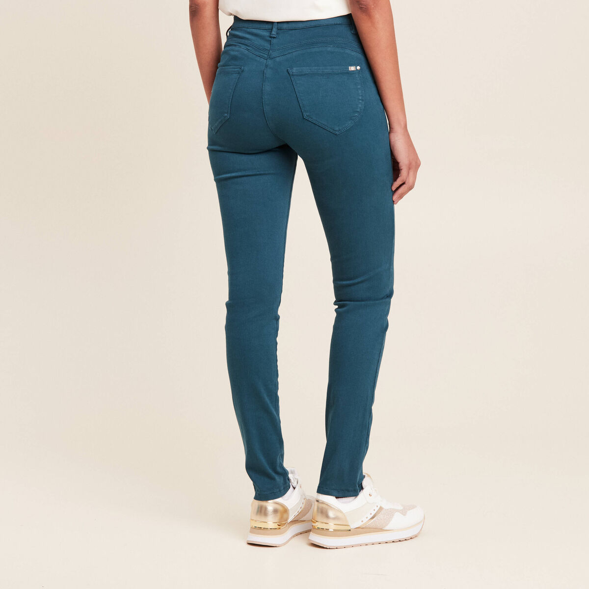 Jean magique L'Unique coupe ajust&eacute;e bleu canard femme