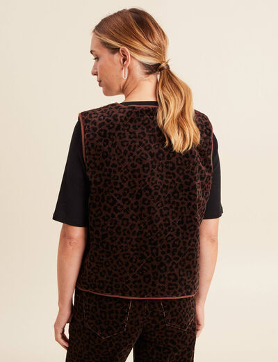 Veste sans manches en velours marron cognac femme