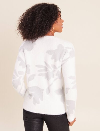 Pull col rond manches longues couleur argent femme