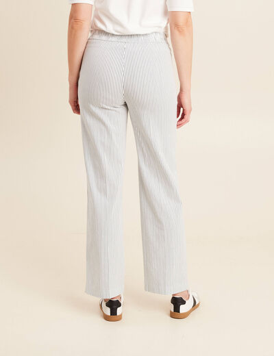 Pantalon droit taille haute blanc femme
