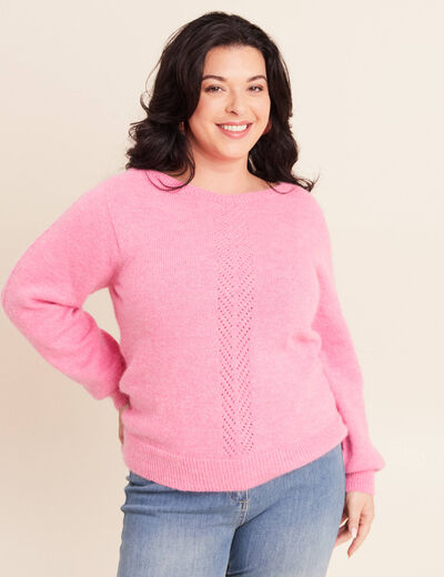Pull confectionn&eacute; en France rose fushia femme