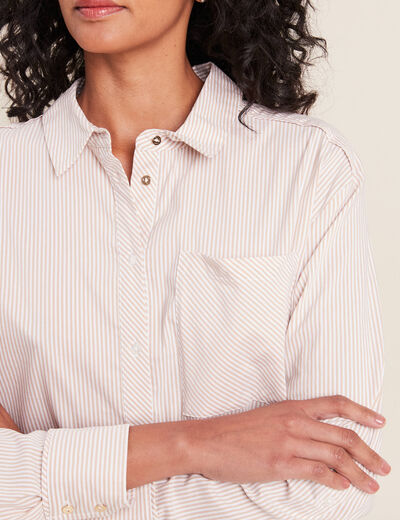 Chemise manches longues beige femme