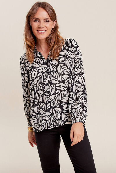 Chemise manches longues noir femme