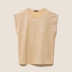 T-shirt col rond sans manches beige femme