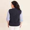 T-shirt 2 en 1 col tunisien manches 3/4 bleu marine femme