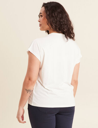 T-shirt manches courtes ecru femme